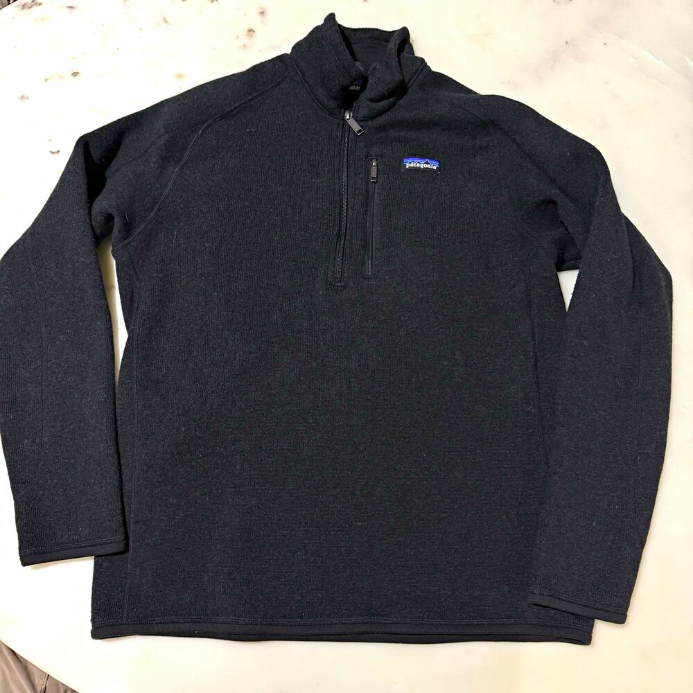 Patagonia Men L Better Sweater 1/4 Zip Fleece Pullover Sweatshirt Black MockNeck